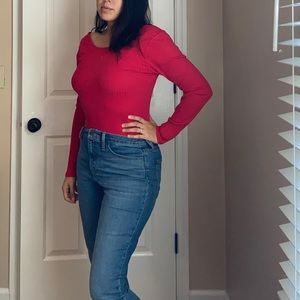 Ribbed Red Body Suit